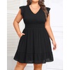 image:imageTalisea Womens Plus Size Summer Dress  Casual VNeck Flutter Sleeves ALine Short Sun Dress with Pockets for Beach VacationBlack