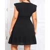 image:imageTalisea Womens Plus Size Summer Dress  Casual VNeck Flutter Sleeves ALine Short Sun Dress with Pockets for Beach VacationBlack