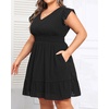 image:imageTalisea Womens Plus Size Summer Dress  Casual VNeck Flutter Sleeves ALine Short Sun Dress with Pockets for Beach VacationBlack