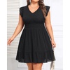 image:imageTalisea Womens Plus Size Summer Dress  Casual VNeck Flutter Sleeves ALine Short Sun Dress with Pockets for Beach VacationBlack