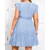 image:imageTalisea Womens Plus Size Summer Dress  Casual VNeck Flutter Sleeves ALine Short Sun Dress with Pockets for Beach VacationBlue