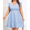 image:imageTalisea Womens Plus Size Summer Dress  Casual VNeck Flutter Sleeves ALine Short Sun Dress with Pockets for Beach VacationBlue