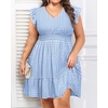 image:imageTalisea Womens Plus Size Summer Dress  Casual VNeck Flutter Sleeves ALine Short Sun Dress with Pockets for Beach VacationBlue