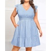 image:imageTalisea Womens Plus Size Summer Dress  Casual VNeck Flutter Sleeves ALine Short Sun Dress with Pockets for Beach VacationBlue