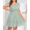 image:imageTalisea Womens Plus Size Summer Dress  Casual VNeck Flutter Sleeves ALine Short Sun Dress with Pockets for Beach VacationGreen