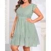 image:imageTalisea Womens Plus Size Summer Dress  Casual VNeck Flutter Sleeves ALine Short Sun Dress with Pockets for Beach VacationGreen