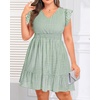 image:imageTalisea Womens Plus Size Summer Dress  Casual VNeck Flutter Sleeves ALine Short Sun Dress with Pockets for Beach VacationGreen