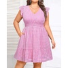 image:imageTalisea Womens Plus Size Summer Dress  Casual VNeck Flutter Sleeves ALine Short Sun Dress with Pockets for Beach VacationPink