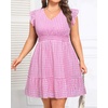 image:imageTalisea Womens Plus Size Summer Dress  Casual VNeck Flutter Sleeves ALine Short Sun Dress with Pockets for Beach VacationPink