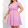 image:imageTalisea Womens Plus Size Summer Dress  Casual VNeck Flutter Sleeves ALine Short Sun Dress with Pockets for Beach VacationPink