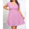 image:imageTalisea Womens Plus Size Summer Dress  Casual VNeck Flutter Sleeves ALine Short Sun Dress with Pockets for Beach VacationPink