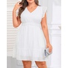 image:imageTalisea Womens Plus Size Summer Dress  Casual VNeck Flutter Sleeves ALine Short Sun Dress with Pockets for Beach VacationWhite