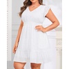 image:imageTalisea Womens Plus Size Summer Dress  Casual VNeck Flutter Sleeves ALine Short Sun Dress with Pockets for Beach VacationWhite