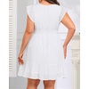 image:imageTalisea Womens Plus Size Summer Dress  Casual VNeck Flutter Sleeves ALine Short Sun Dress with Pockets for Beach VacationWhite
