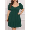 image:imageTalisea Womens Plus Size Summer Dress  Sweetheart Neck Puff Sleeve Casual Sundress Graduation Teen Babydoll Short DressesEmerald Green