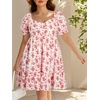 image:imageTalisea Womens Plus Size Summer Dress White Red Floral Sweetheart Neck Puff Short Sleeve Babydoll Spring Boho Teen Sundress