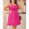 image:imageTalisea Womens Plus Size Summer Dresses  Casual Eyelet Square Neck Sleeveless Smocked Ruffle ALine Cute Short SundressHot Pink