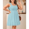 image:imageTalisea Womens Plus Size Summer Dresses  Casual Eyelet Square Neck Sleeveless Smocked Ruffle ALine Cute Short SundressLight Blue