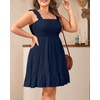 image:imageTalisea Womens Plus Size Summer Dresses  Casual Eyelet Square Neck Sleeveless Smocked Ruffle ALine Cute Short SundressNavy Blue