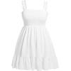 image:imageTalisea Womens Plus Size Summer Dresses  Casual Eyelet Square Neck Sleeveless Smocked Ruffle ALine Cute Short SundressWhite