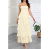 image:imageTalisea Womens Strapless Maxi Dress  Smocked Textured Jacquard Tiered Beach Wedding Guest Summer Boho Dress with LiningBeige