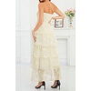 image:imageTalisea Womens Strapless Maxi Dress  Smocked Textured Jacquard Tiered Beach Wedding Guest Summer Boho Dress with LiningBeige