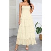 image:imageTalisea Womens Strapless Maxi Dress  Smocked Textured Jacquard Tiered Beach Wedding Guest Summer Boho Dress with LiningBeige