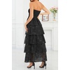 image:imageTalisea Womens Strapless Maxi Dress  Smocked Textured Jacquard Tiered Beach Wedding Guest Summer Boho Dress with LiningBlack
