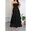 image:imageTalisea Womens Strapless Maxi Dress  Smocked Textured Jacquard Tiered Beach Wedding Guest Summer Boho Dress with LiningBlack