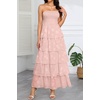 image:imageTalisea Womens Strapless Maxi Dress  Smocked Textured Jacquard Tiered Beach Wedding Guest Summer Boho Dress with LiningPink