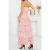 image:imageTalisea Womens Strapless Maxi Dress  Smocked Textured Jacquard Tiered Beach Wedding Guest Summer Boho Dress with LiningPink