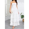 image:imageTalisea Womens Strapless Maxi Dress  Smocked Textured Jacquard Tiered Beach Wedding Guest Summer Boho Dress with LiningWhite