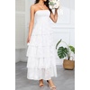 image:imageTalisea Womens Strapless Maxi Dress  Smocked Textured Jacquard Tiered Beach Wedding Guest Summer Boho Dress with LiningWhite