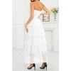 image:imageTalisea Womens Strapless Maxi Dress  Smocked Textured Jacquard Tiered Beach Wedding Guest Summer Boho Dress with LiningWhite