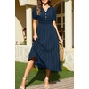 image:imageTalisea Womens Summer Maxi Dress  Puff Sleeve V Neck Smocked Tiered Boho Casual ALine Wedding Guest Long Dress with PocketsNavy Solid