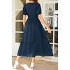 image:imageTalisea Womens Summer Maxi Dress  Puff Sleeve V Neck Smocked Tiered Boho Casual ALine Wedding Guest Long Dress with PocketsNavy Solid