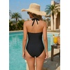 image:imageTummy Control One Piece Swimsuits  Women Halter Bathing Suit 2025 Twist Front Cut Out Full Coverage SwimwearBlack