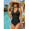 image:imageTummy Control One Piece Swimsuits  Women Halter Bathing Suit 2025 Twist Front Cut Out Full Coverage SwimwearBlack