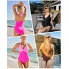 image:imageTummy Control One Piece Swimsuits  Women Halter Bathing Suit 2025 Twist Front Cut Out Full Coverage SwimwearPink