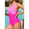 image:imageTummy Control One Piece Swimsuits  Women Halter Bathing Suit 2025 Twist Front Cut Out Full Coverage SwimwearPink