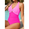 image:imageTummy Control One Piece Swimsuits  Women Halter Bathing Suit 2025 Twist Front Cut Out Full Coverage SwimwearPink