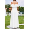 image:imageWhite Dress Wedding Bride Prom Bridal Shower Formal Off the Shoulder Chiffon Flowy Split ALine Long Dresses Women
