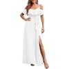 image:imageWhite Dress Wedding Bride Prom Bridal Shower Formal Off the Shoulder Chiffon Flowy Split ALine Long Dresses Women