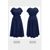 image:imageWomen Plus Size Wedding Guest Dress  Formal Cocktail Split Ruffle V Neck High Low Party Long Maxi DressesNavy Blue