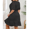 image:imageWomens Plus Size Summer Dresses  Hollow Out Eyelet Lace Ruffle Aline Short Graduation Dress for Beach Vacation PartyBlack