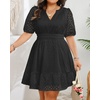 image:imageWomens Plus Size Summer Dresses  Hollow Out Eyelet Lace Ruffle Aline Short Graduation Dress for Beach Vacation PartyBlack