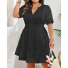 image:imageWomens Plus Size Summer Dresses  Hollow Out Eyelet Lace Ruffle Aline Short Graduation Dress for Beach Vacation PartyBlack