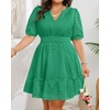 image:imageWomens Plus Size Summer Dresses  Hollow Out Eyelet Lace Ruffle Aline Short Graduation Dress for Beach Vacation PartyGreen
