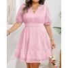 image:imageWomens Plus Size Summer Dresses  Hollow Out Eyelet Lace Ruffle Aline Short Graduation Dress for Beach Vacation PartyPink