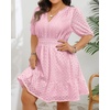 image:imageWomens Plus Size Summer Dresses  Hollow Out Eyelet Lace Ruffle Aline Short Graduation Dress for Beach Vacation PartyPink